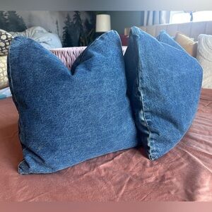 2 Anthropologie denim 12x12 throw pillows